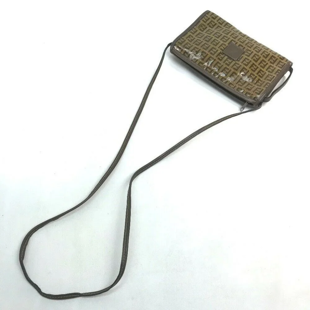 AUTHENTIC FENDI FF Zucca pattern Pochette Cross body Shoulder Bag Vinyl x Leathe - Picture 3 of 8